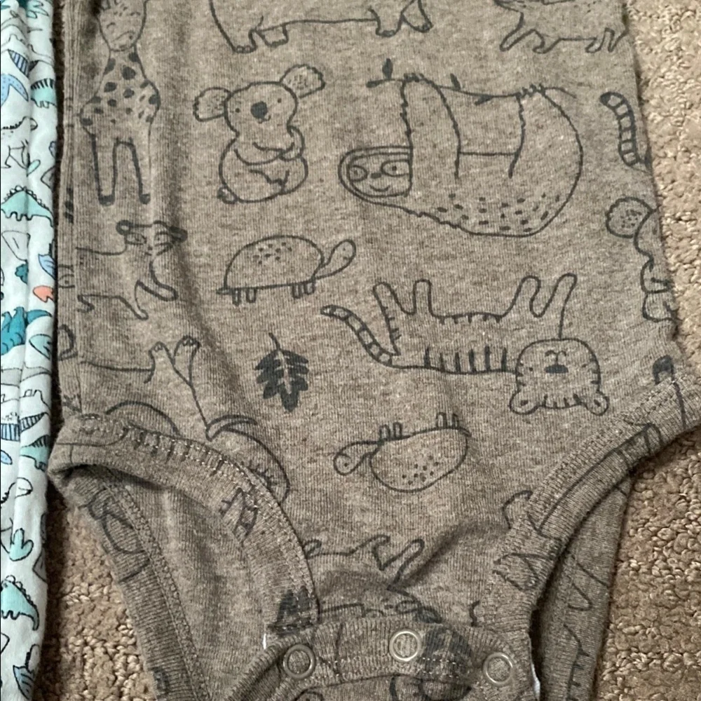 Two Colorful Animal Print Baby 9 Month One Pieces